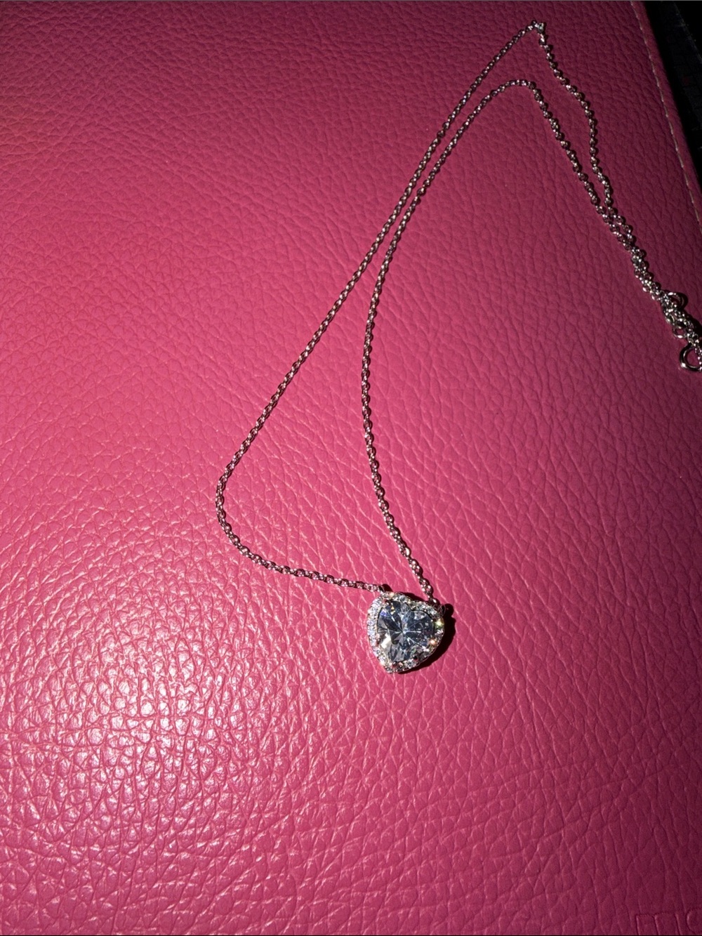 925 Sterling Silver Heart Pendant Necklace with Crystal Stone